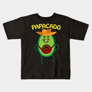 Papacado Mustache Dad Avocado Cute Baby Kids T-Shirt